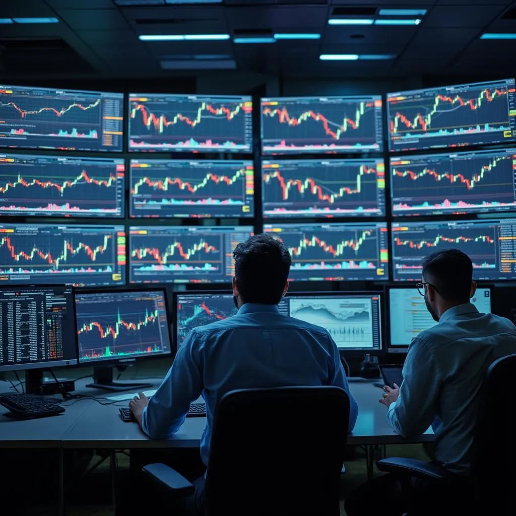 Equipo de análisis monitoreando mercados